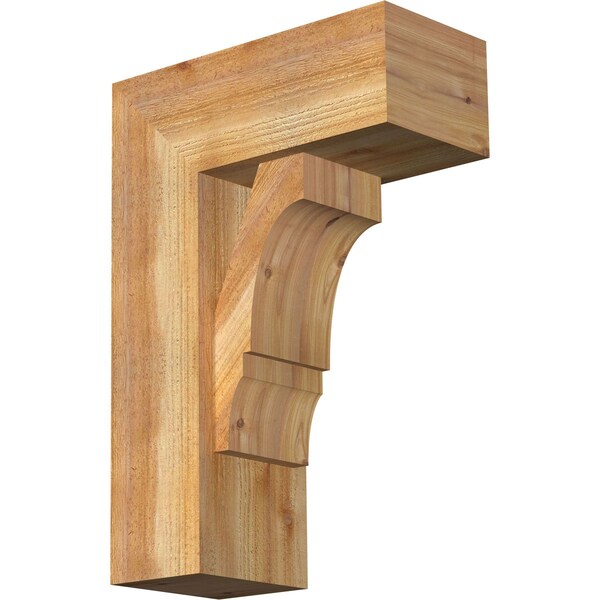 Ekena Millwork Balboa Block Rough Sawn Bracket w/ Offset Brace, Western Red Cedar, 8"W x 18"D x 26"H BKT0806X18X26BOA05RWR - main